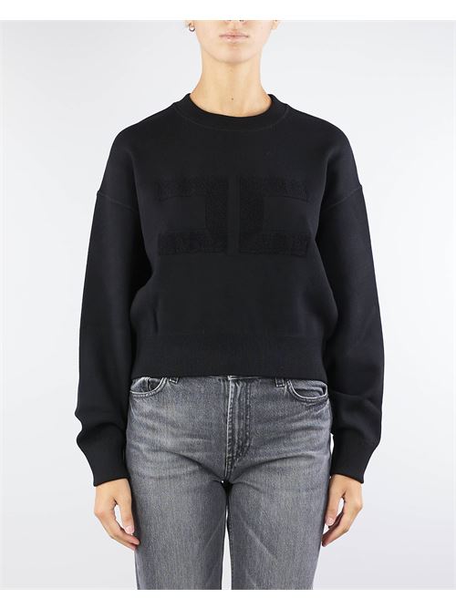 Viscose cropped sweatshirt with logo embroidery Elisabetta Franchi ELISABETTA FRANCHI | Sweater | MK76Q46E2110